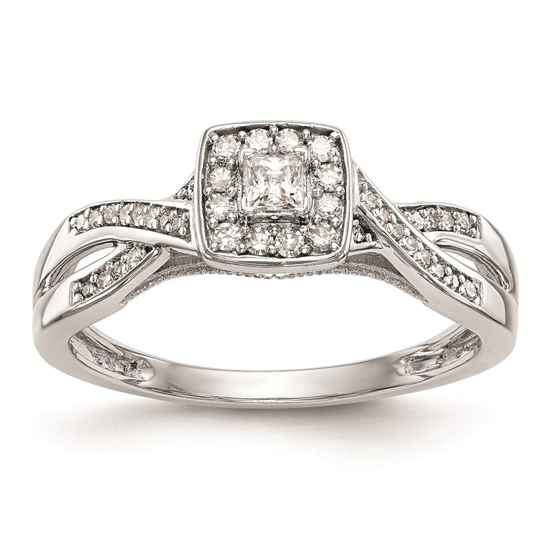 14K White Gold Complete Real Diamond Promise/Engagement Ring