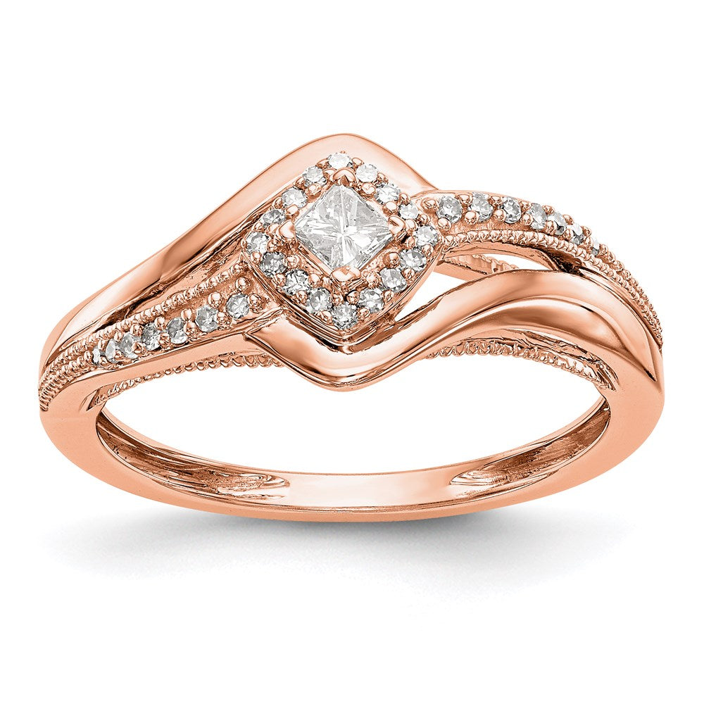 14K Rose Gold Complete Real Diamond Promise/Engagement Ring