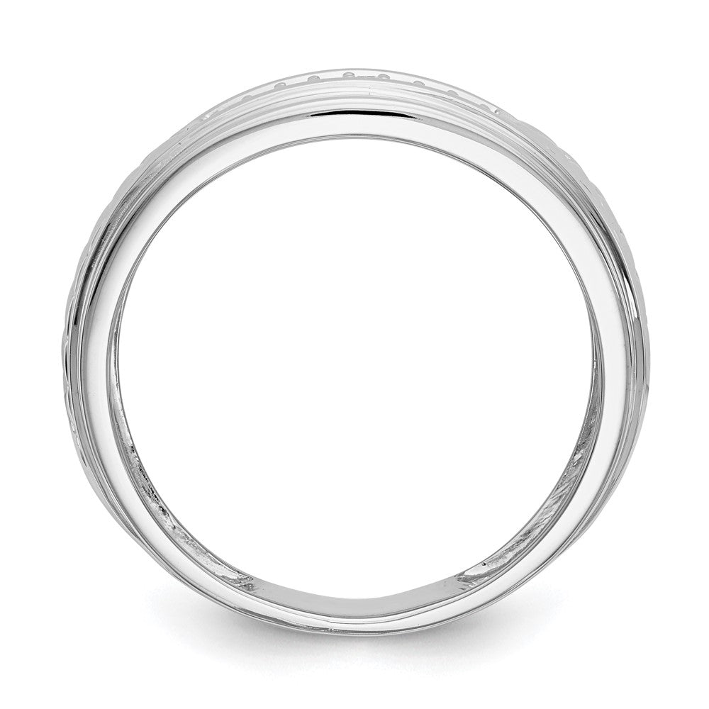 14K White Gold Real Diamond Trio Men's Wedding Band