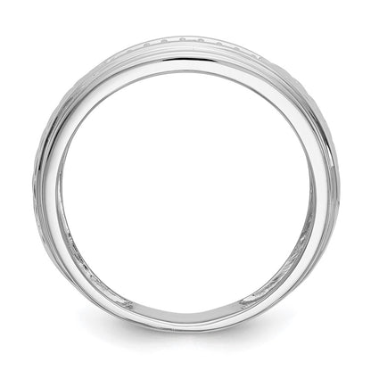 14K White Gold Real Diamond Trio Men's Wedding Band