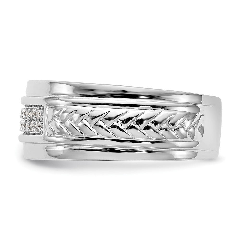 14K White Gold Real Diamond Trio Men's Wedding Band