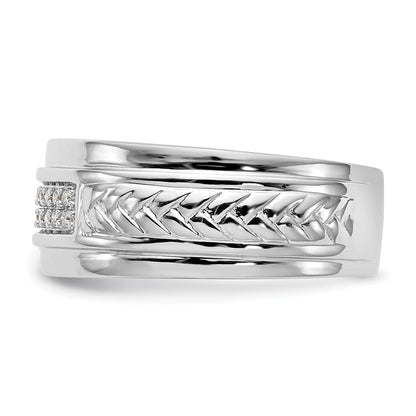 14K White Gold Real Diamond Trio Men's Wedding Band