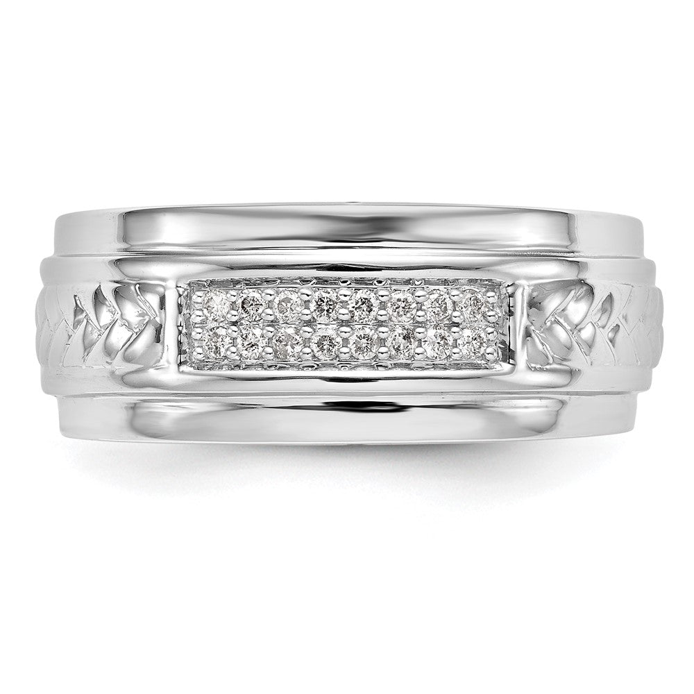 14K White Gold Real Diamond Trio Men's Wedding Band