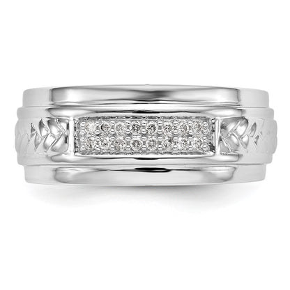 14K White Gold Real Diamond Trio Men's Wedding Band