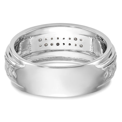 14K White Gold Real Diamond Trio Men's Wedding Band