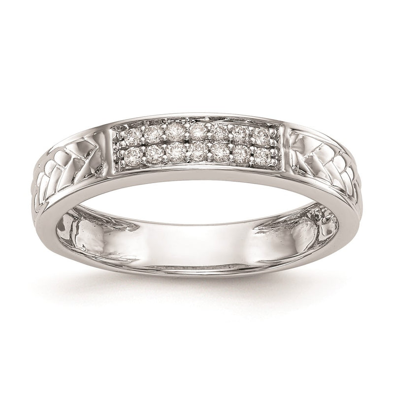14K White Gold Real Diamond Trio Ladies Wedding Band