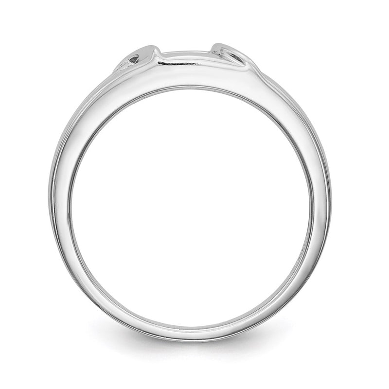 14K White Gold Complete Real Diamond Trio Men's Wedding Band
