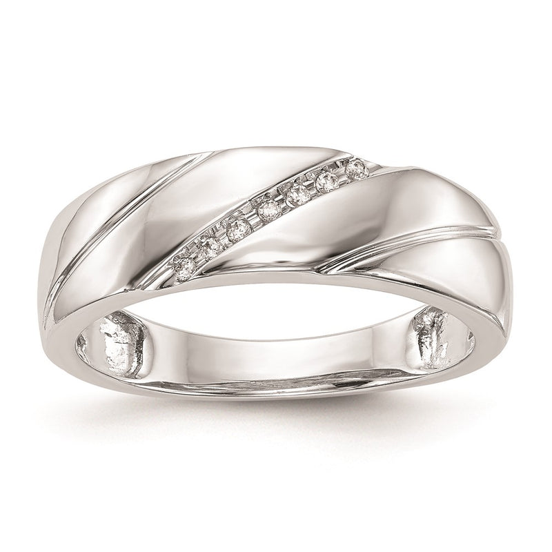 10K White Gold Complete Real Diamond Trio Men's Wedding Band
