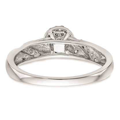 14K White Gold Complete Real Diamond Trio Cluster Engagement Ring