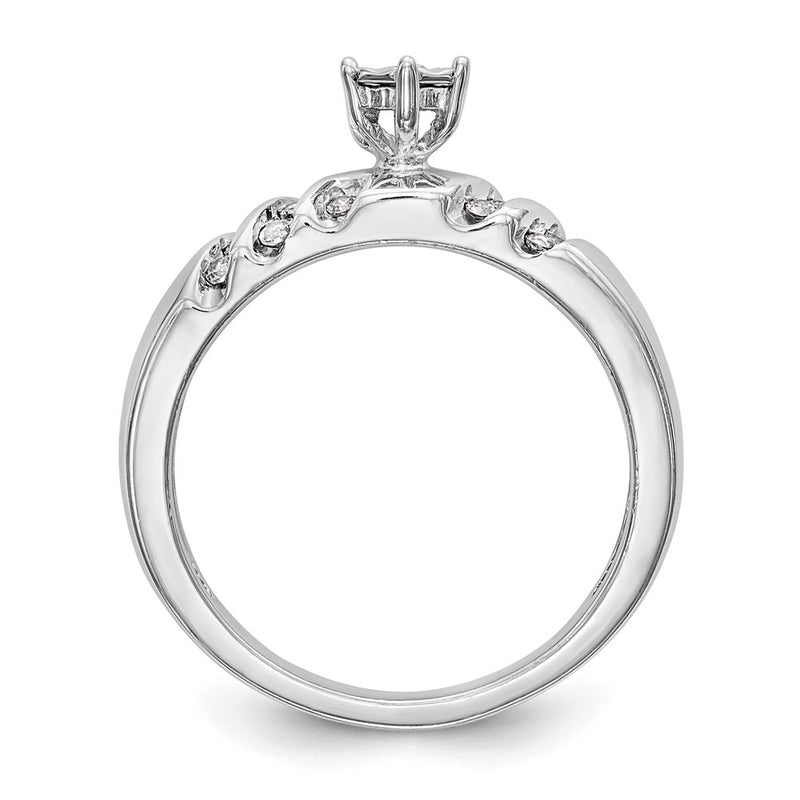 14K White Gold Complete Real Diamond Trio Engagement Ring