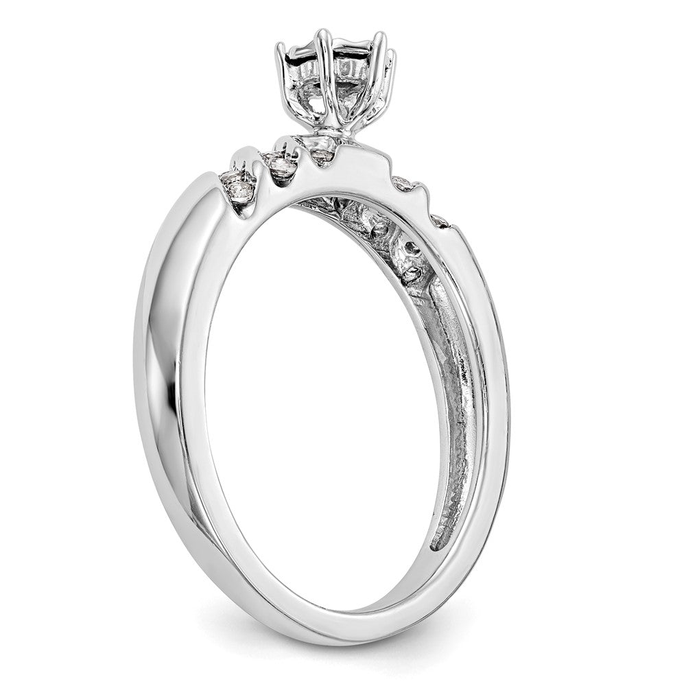 14K White Gold Complete Real Diamond Trio Engagement Ring