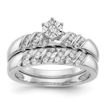 14K White Gold Complete Real Diamond Trio Engagement Ring