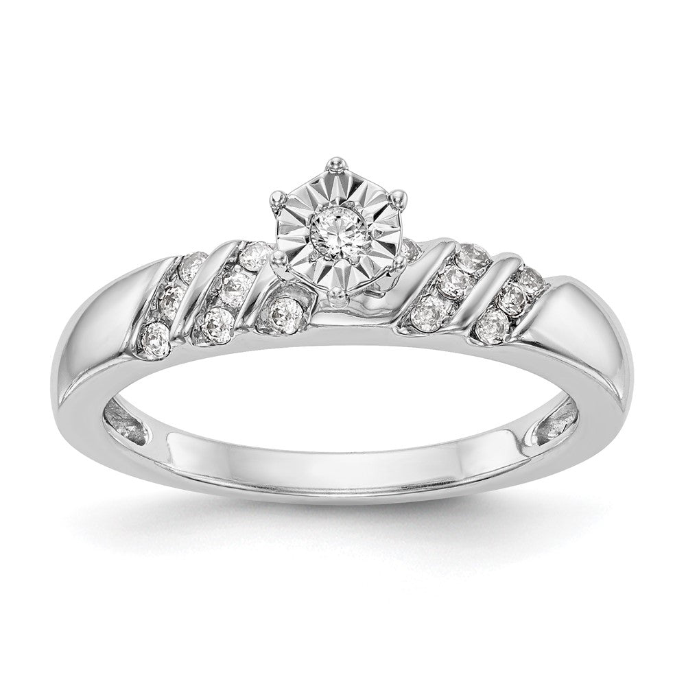 14K White Gold Complete Real Diamond Trio Engagement Ring
