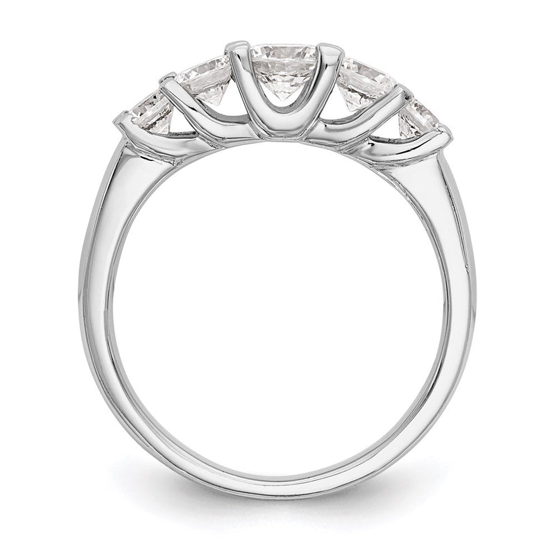 14K White Gold 5-Stone Real Diamond Band