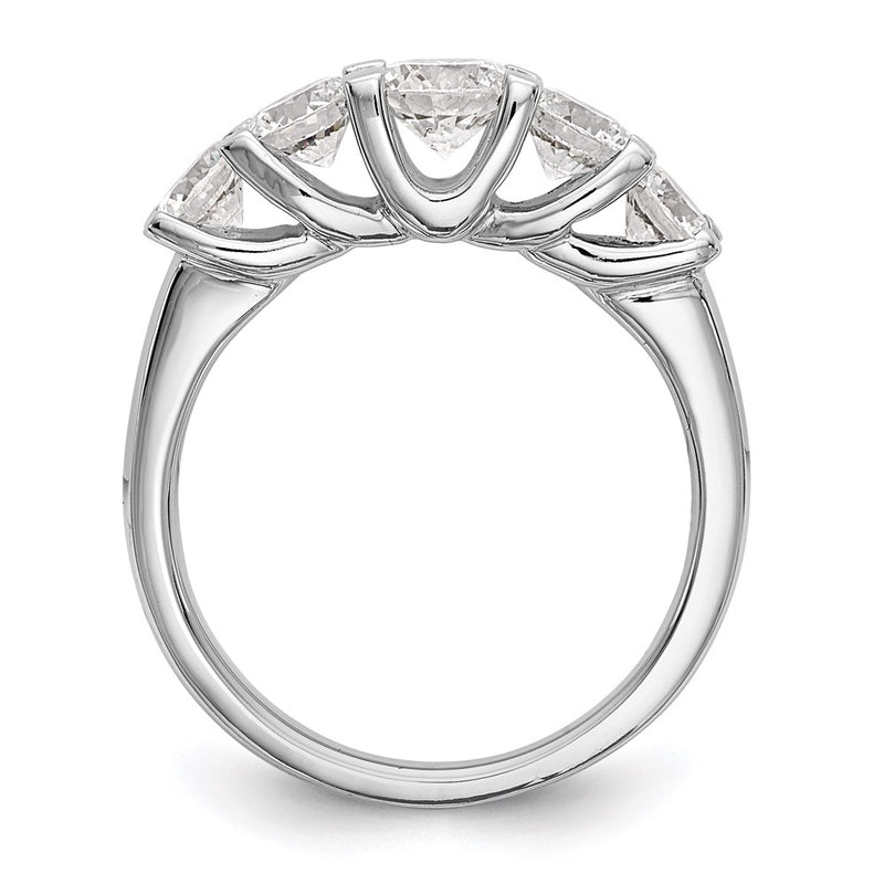 14K White Gold 5-Stone Real Diamond Band