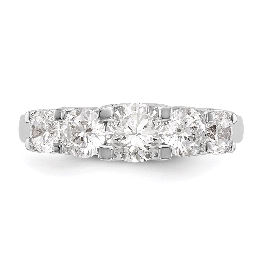 14K White Gold 5-Stone Real Diamond Band