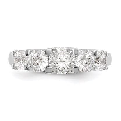 14K White Gold 5-Stone Real Diamond Band