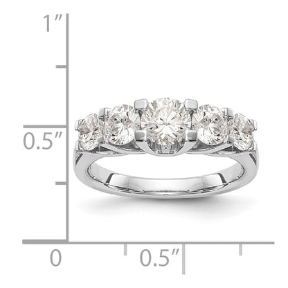 14K White Gold 5-Stone Real Diamond Band