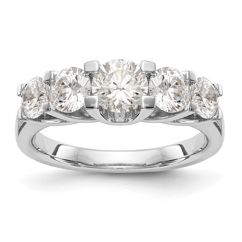 14K White Gold 5-Stone Real Diamond Band