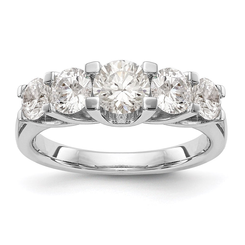 14K White Gold 5-Stone Real Diamond Band