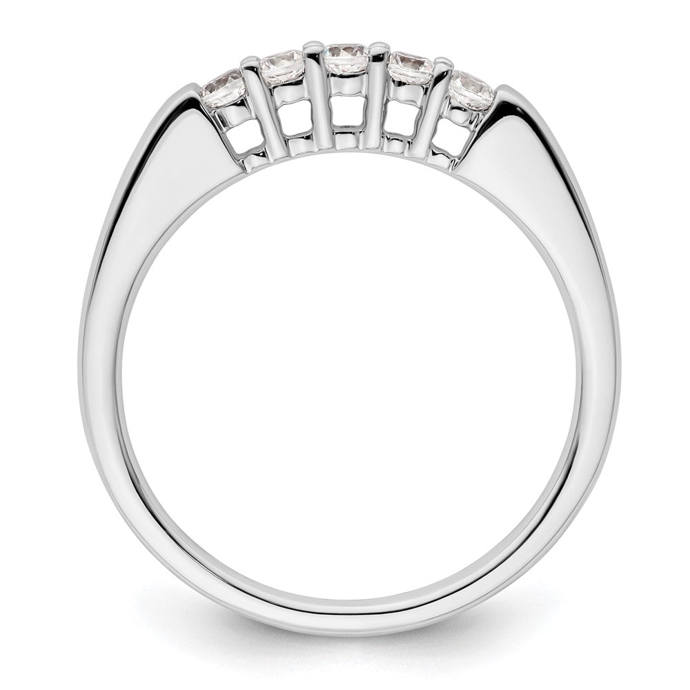 0.25ct. CZ Solid Real 14K White Gold 5-Stone Wedding Band Ring