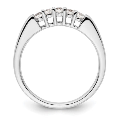 0.25ct. CZ Solid Real 14K White Gold 5-Stone Wedding Band Ring