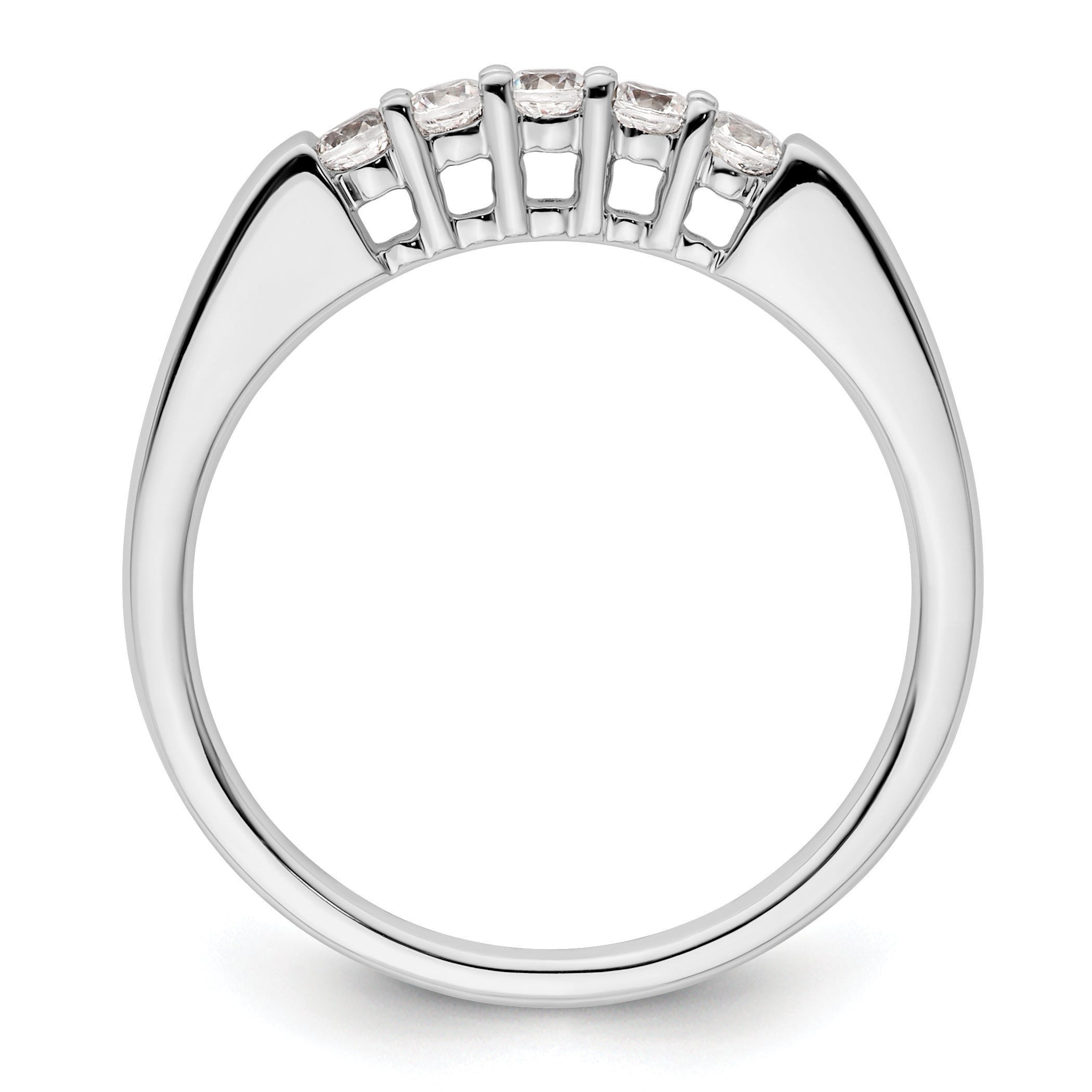 0.25ct. CZ Solid Real 14K White Gold 5-Stone Wedding Band Ring