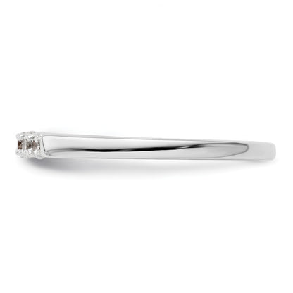 0.25ct. CZ Solid Real 14K White Gold 5-Stone Wedding Band Ring
