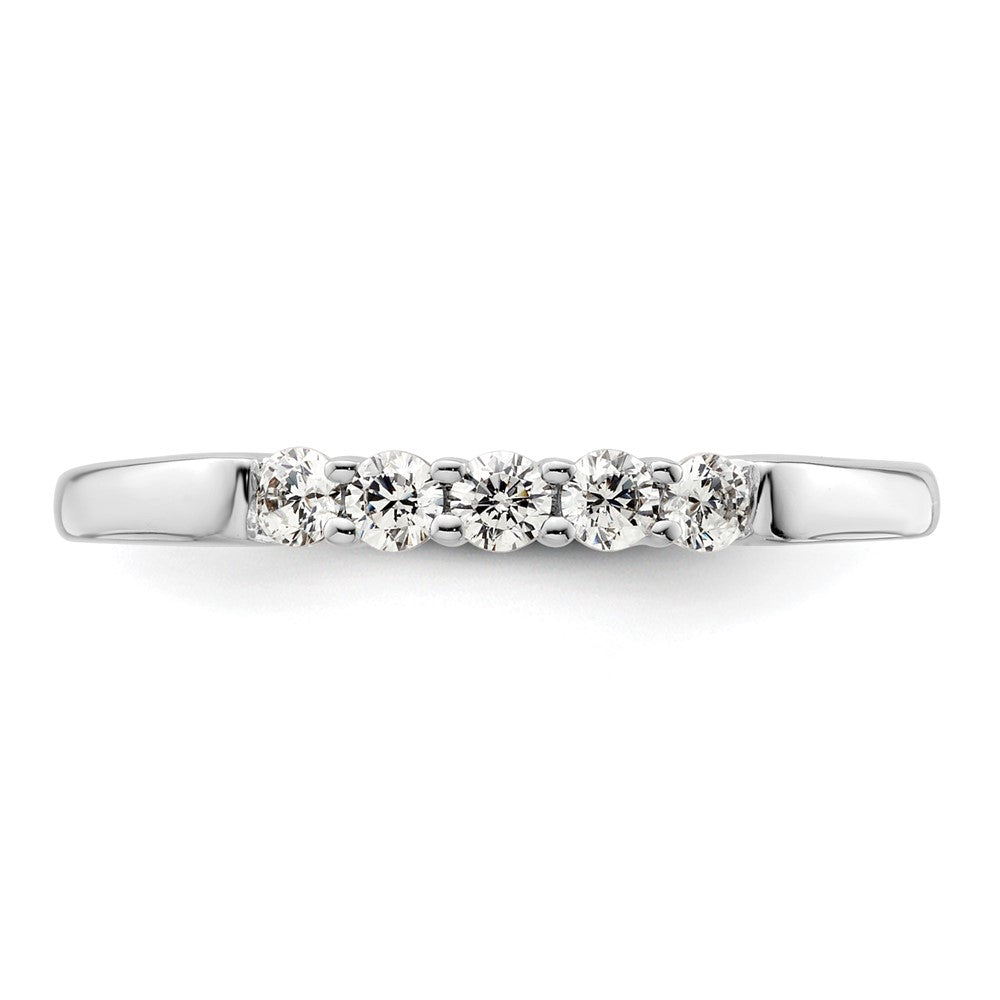 0.25ct. CZ Solid Real 14K White Gold 5-Stone Wedding Band Ring