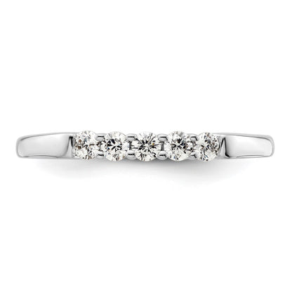 0.25ct. CZ Solid Real 14K White Gold 5-Stone Wedding Band Ring