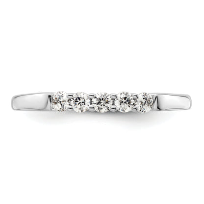 0.25ct. CZ Solid Real 14K White Gold 5-Stone Wedding Band Ring