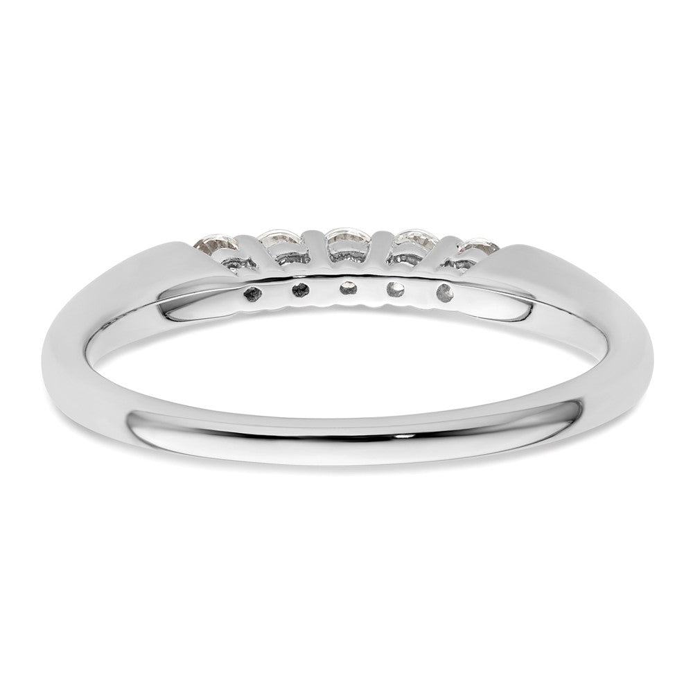 0.25ct. CZ Solid Real 14K White Gold 5-Stone Wedding Band Ring