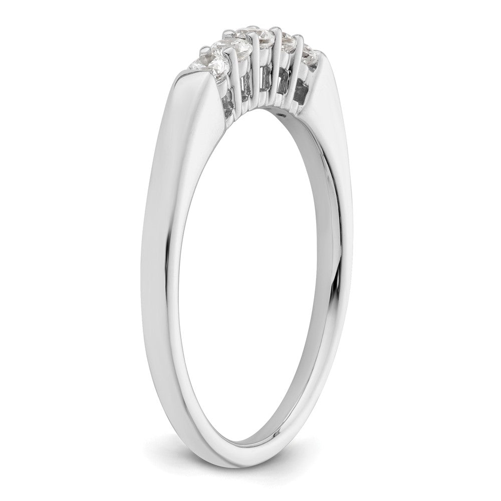 0.25ct. CZ Solid Real 14K White Gold 5-Stone Wedding Band Ring