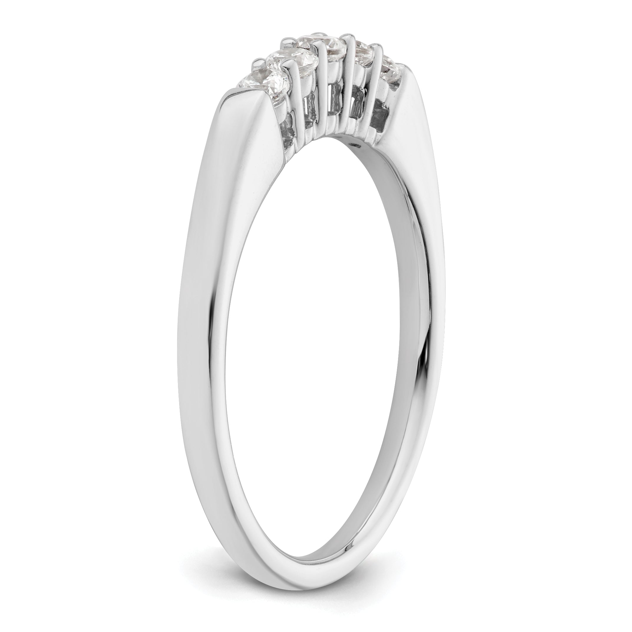 0.25ct. CZ Solid Real 14K White Gold 5-Stone Wedding Band Ring