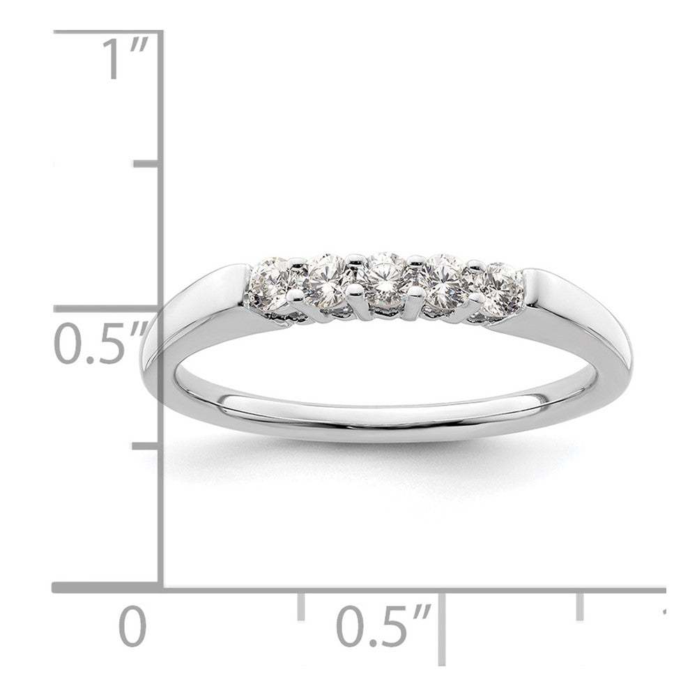 0.25ct. CZ Solid Real 14K White Gold 5-Stone Wedding Band Ring