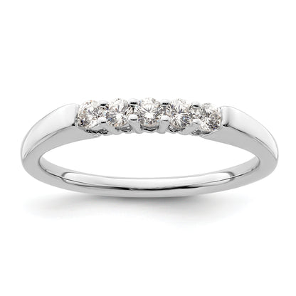 0.25ct. CZ Solid Real 14K White Gold 5-Stone Wedding Band Ring