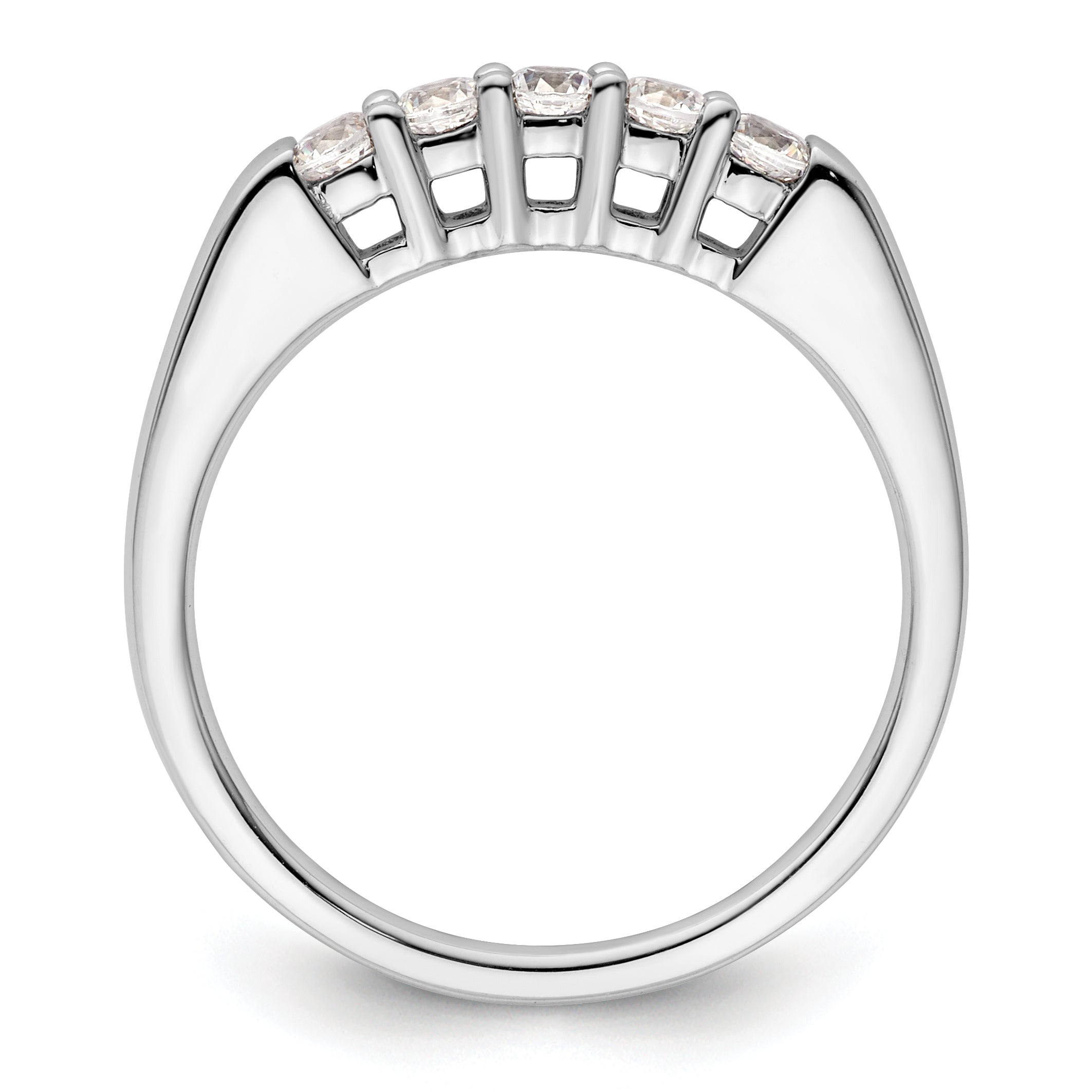0.33ct. CZ Solid Real 14K White Gold 5-Stone Wedding Band Ring