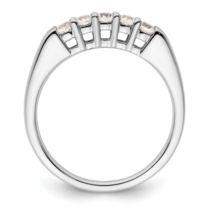 0.33ct. CZ Solid Real 14K White Gold 5-Stone Wedding Band Ring