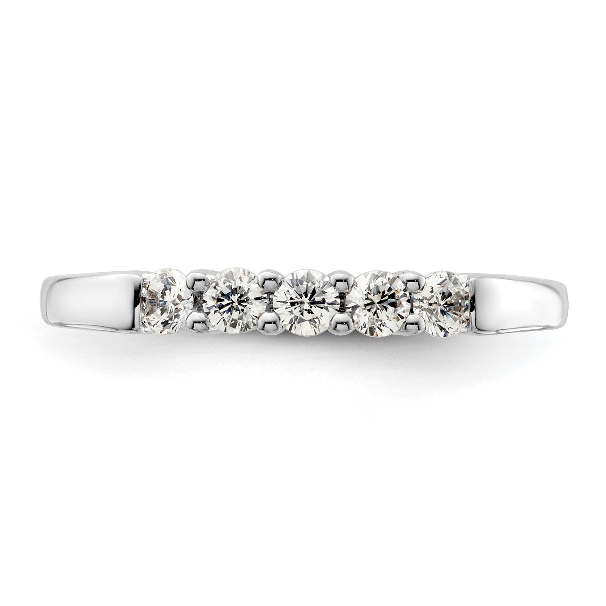 0.33ct. CZ Solid Real 14K White Gold 5-Stone Wedding Band Ring