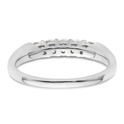 0.33ct. CZ Solid Real 14K White Gold 5-Stone Wedding Band Ring