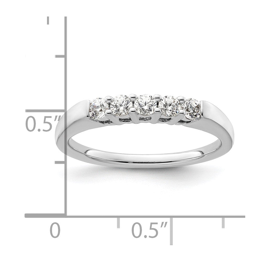 14K White Gold 5-Stone Real Diamond Band