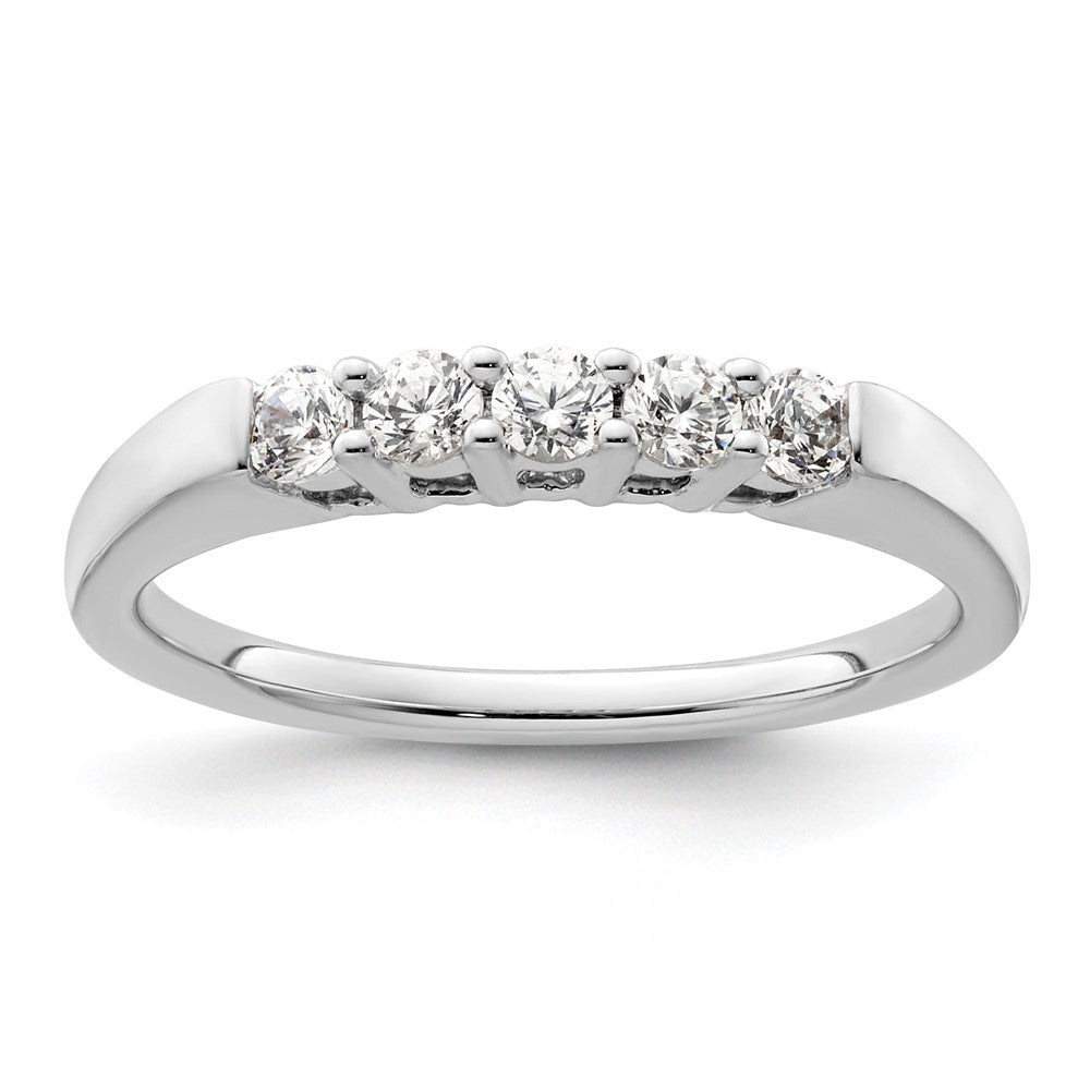 14K White Gold 5-Stone Real Diamond Band