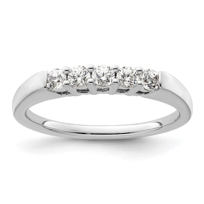14K White Gold 5-Stone Real Diamond Band