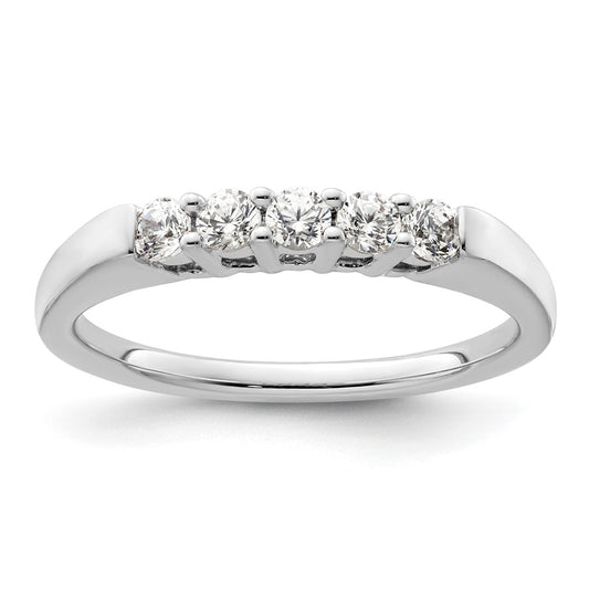 14K White Gold 5-Stone Real Diamond Band