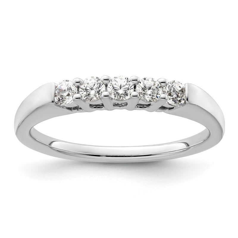 14K White Gold 5-Stone Real Diamond Band