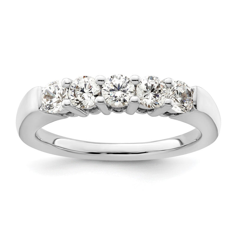 14K White Gold 5-Stone Real Diamond Band