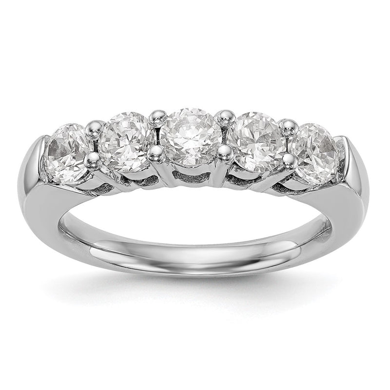 14K White Gold 5-Stone Real Diamond Band