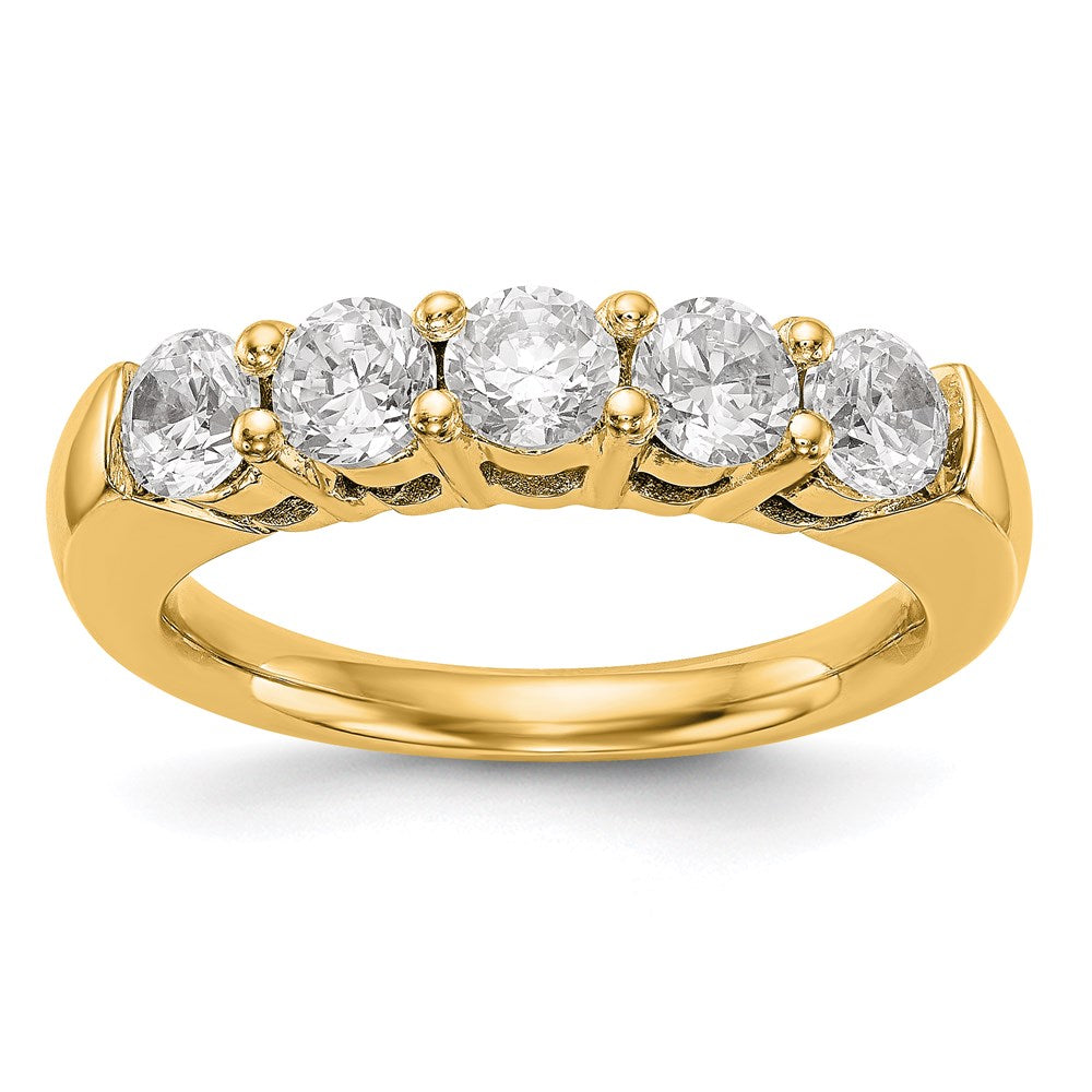 14K Yellow Gold 5-Stone Real Diamond Band
