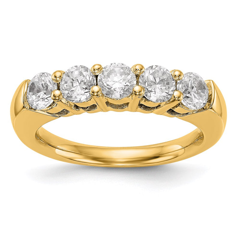 14K Yellow Gold 5-Stone Real Diamond Band