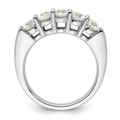 14K White Gold 5-Stone Real Diamond Band